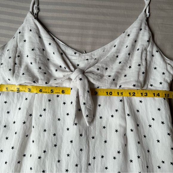 Aqua•tie front spaghetti strap mini dress•medium•rayon blend•black & white stars - Picture 6 of 16